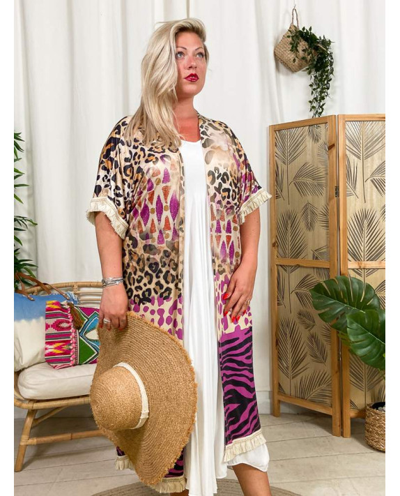 Pasadena, kimono, hippy chic, imprimé tigre, grande taille