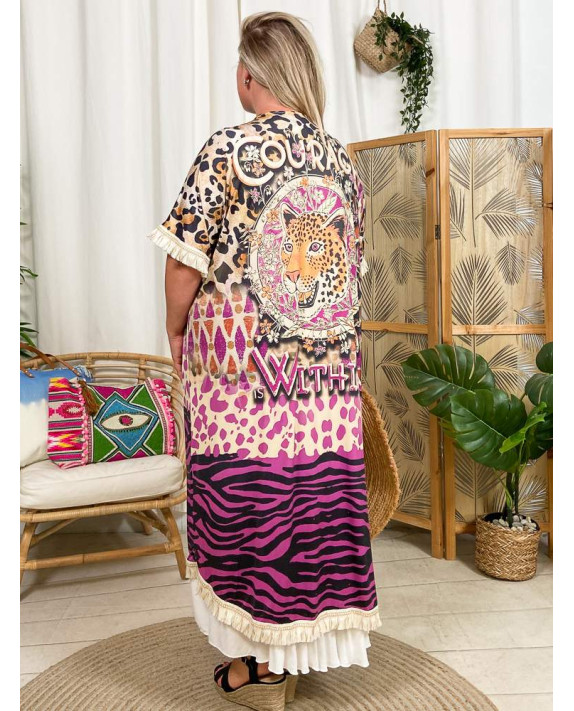 Pasadena, kimono, hippy chic, imprimé tigre, grande taille dos