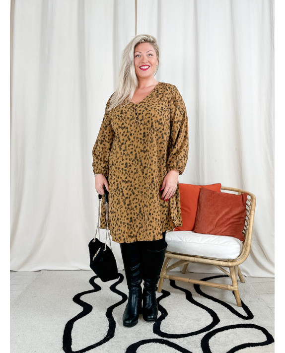 Fiona, robe imprimée léopard, grande taille face