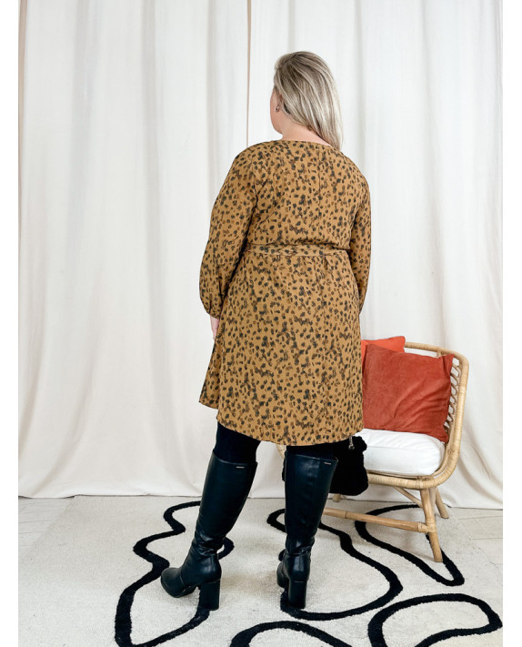 Fiona, robe imprimée léopard, grande taille dos