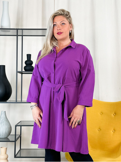 Karine, robe unie, coloris violet, grande taille