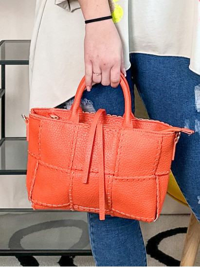 Amelia, sac à main coutures apparentes, coloris orange zoom