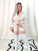 Marjorie, chemise imprimée, coloris camel, grande taille avant