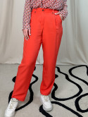 Pauline, pantalon classique, coloris corail, grande taille face