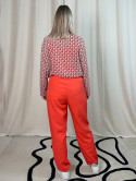 Pauline, pantalon classique, coloris corail, grande taille dos