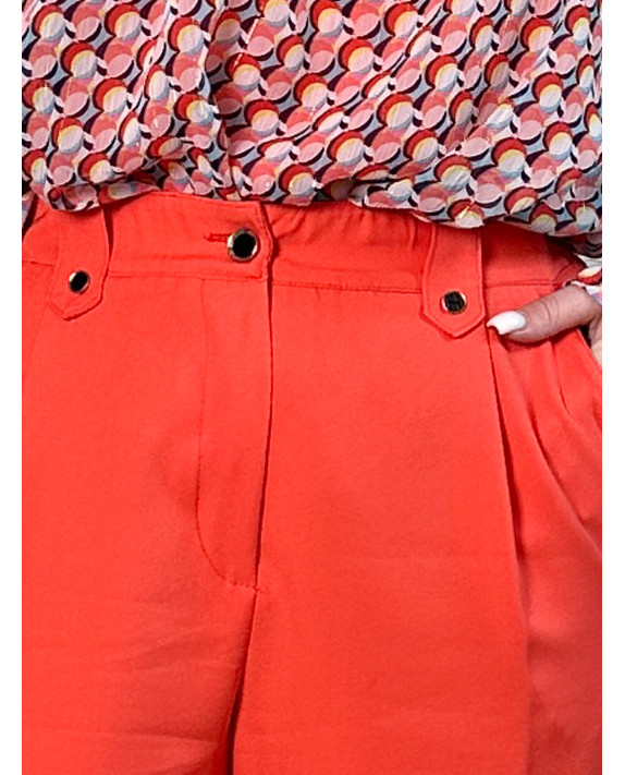 Pauline, pantalon classique, coloris corail, grande taille zoom