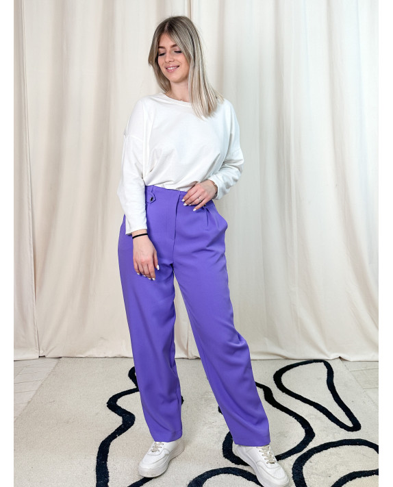 Clarisse, pantalon classique, coloris violet face
