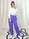 Clarisse, pantalon classique, coloris violet face