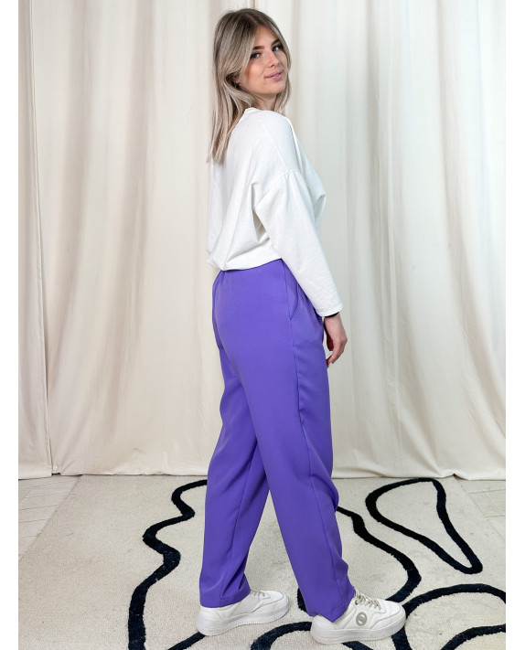 Clarisse, pantalon classique, coloris violet coté