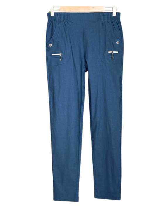 Emilie, pantalon stretch, coloris bleu foncé, grande taille zoom