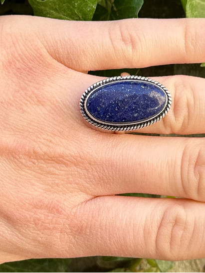 Bague réglable en lapis-lazuli