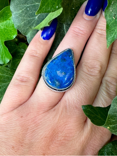 Bague réglable, pierre en lapis-lazuli