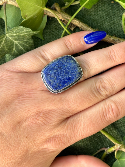Bague réglable, pierre en lapis-lazuli