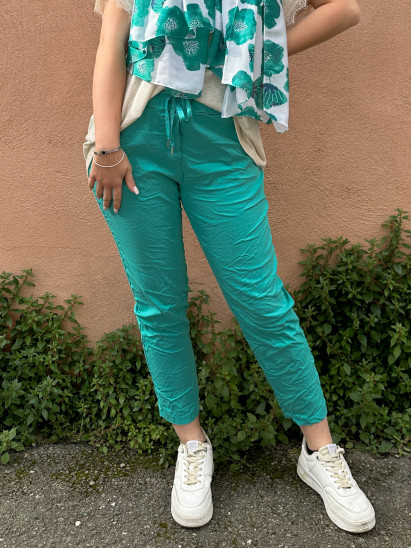 Jill, pantalon décontracté, coloris turquoise, grande taille