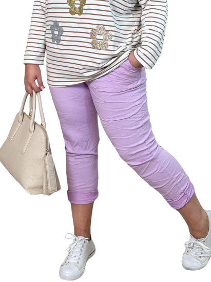 Jill, pantalon décontracté, coloris mauve, grande taille