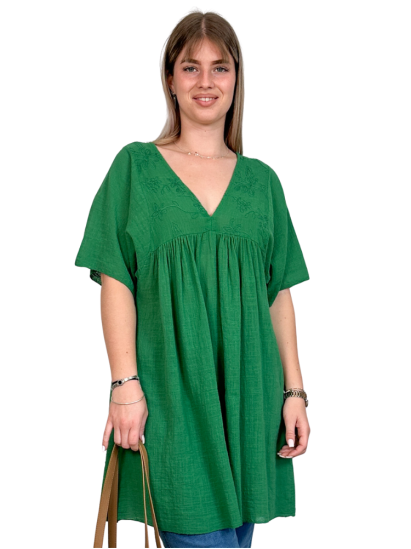 Fanny, tunique coton, coloris vert, grande taille