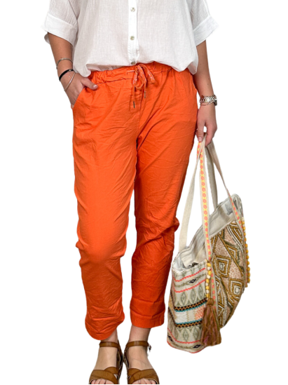 Jill, pantalon décontracté, coloris orange, grande taille