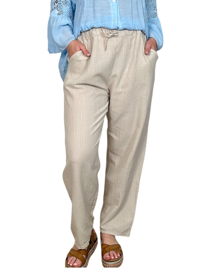 Niki, pantalon large décontracté, grande taille, coloris grège