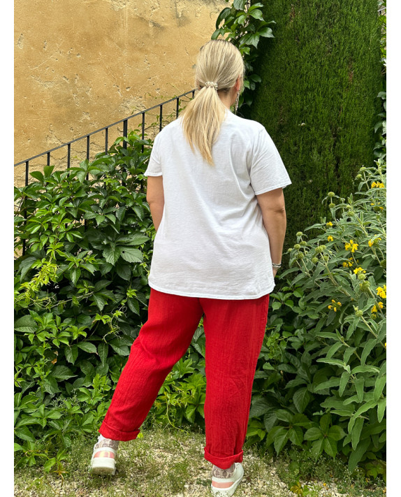 Pantalon rouge grande taille sale