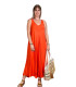 Emma, robe longue unie, coloris orange, grande taille
