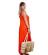 Emma, robe longue unie, coloris orange, grande taille profil