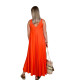 Emma, robe longue unie, coloris orange, grande taille dos
