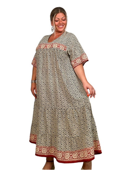 Dina, robe indienne coton, bohème, grande taille