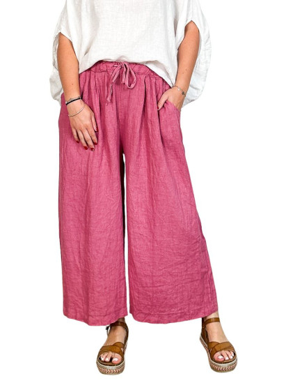 Max, pantalon lin, coloris bois de rose, grande taille