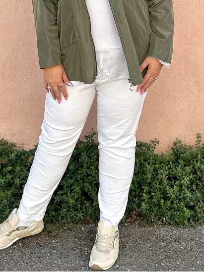 Jill, pantalon décontracté, coloris blanc, grande taille