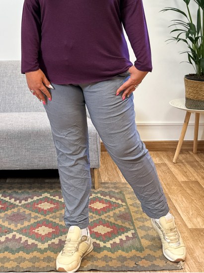 Jill, pantalon décontracté, coloris gris clair, grande taille