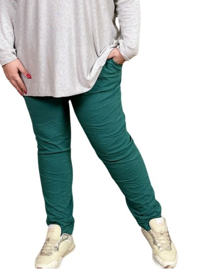 Jill, pantalon décontracté, coloris vert bouteille, grande taille