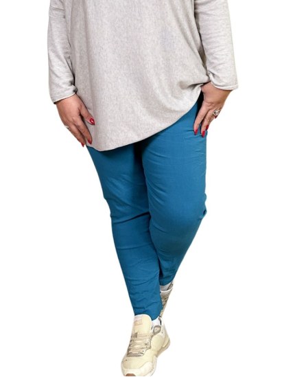 Jill, pantalon décontracté, coloris bleu canard, grande taille