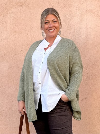 Athenais, gilet maille, coloris tilleul, grande taille