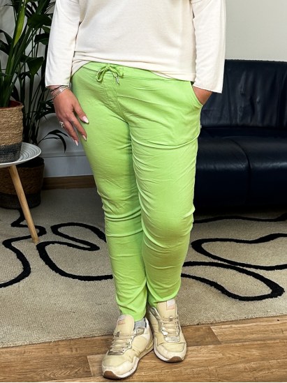 Jill, pantalon décontracté, coloris vert clair, grande taille